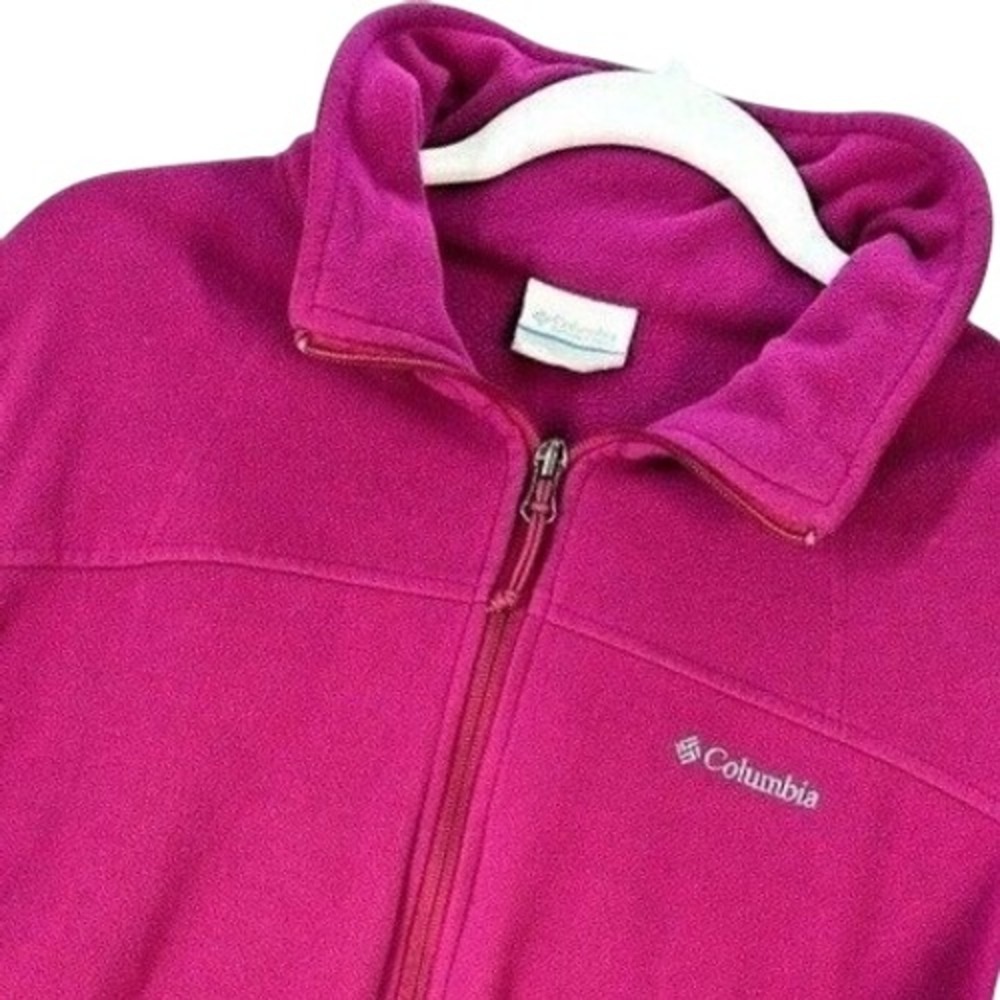 Columbia Fleece Jacket Womens M Magenta Pink Full Zip Sleeve Pocket Activewear